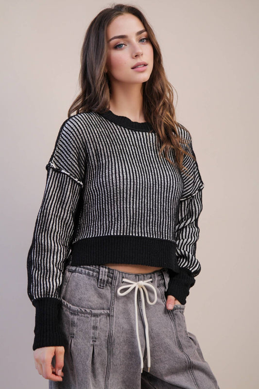 Two Tone Striped Stripe Sweater