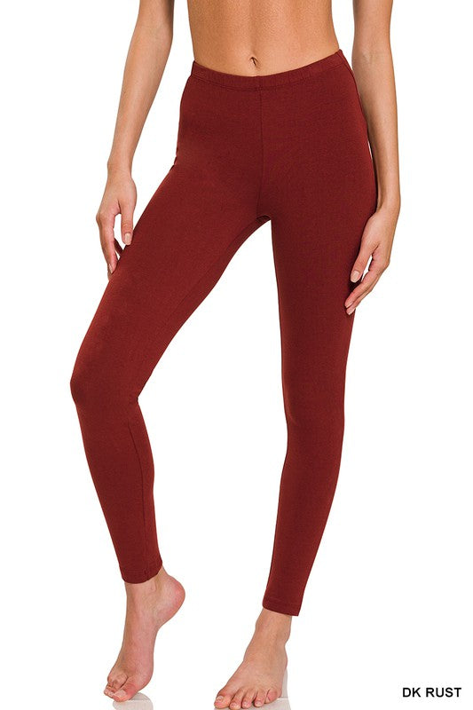 Full Length Cotton Leggings - Dark Rust - Last One - Size Medium