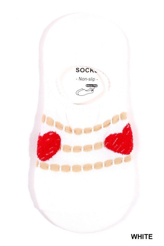 Love Heart Invisible Socks - White