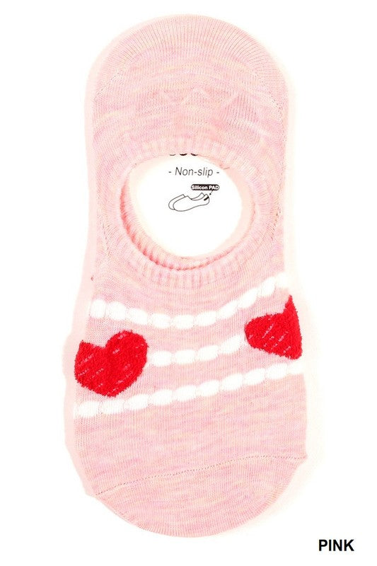 Love Heart Invisible Socks - Pink