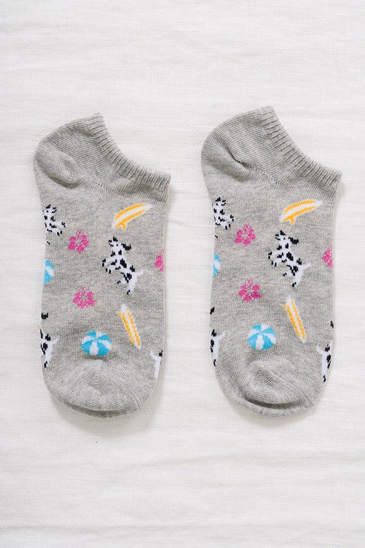 Casual Ankle Sock - Dog Theme (Heather Grey)