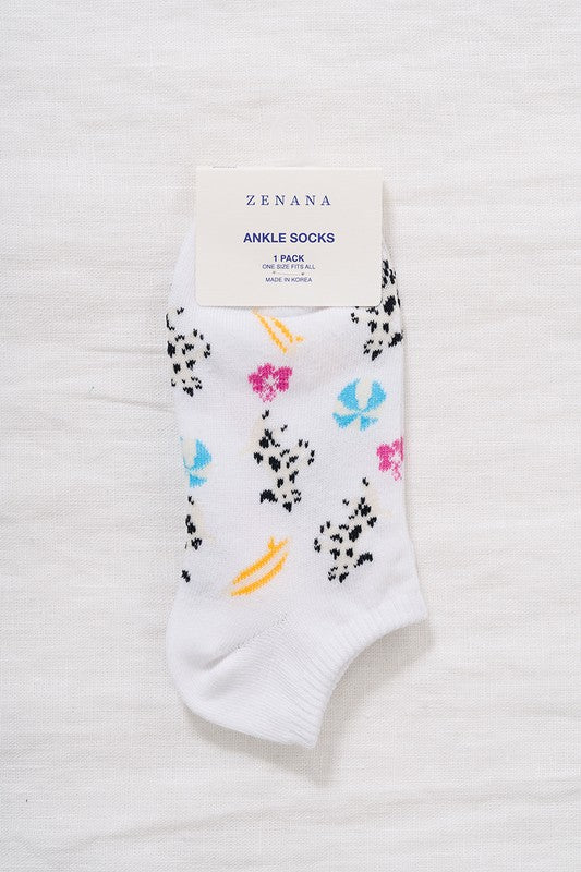 Casual Ankle Sock - Dog Theme (White)