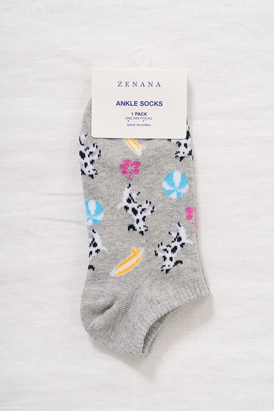 Casual Ankle Sock - Dog Theme (Heather Grey)