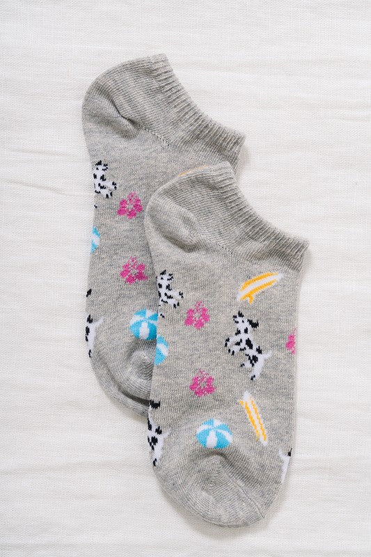 Casual Ankle Sock - Dog Theme (Heather Grey)