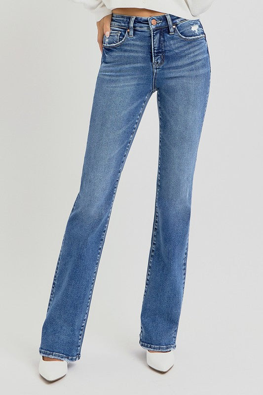 Risen Tummy Control High Rise Jeans - Straight Cut