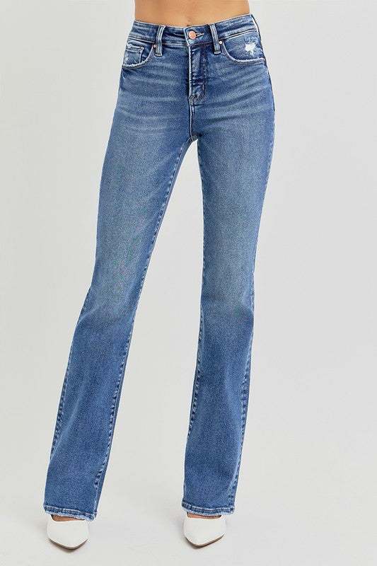 Risen Tummy Control High Rise Jeans - Straight Cut