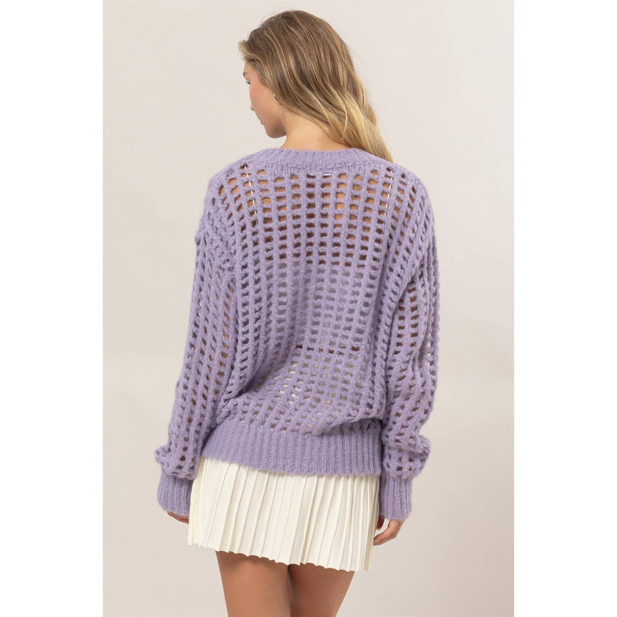 Open Stitch Long Sleeve Sweater - Last One - Size Large