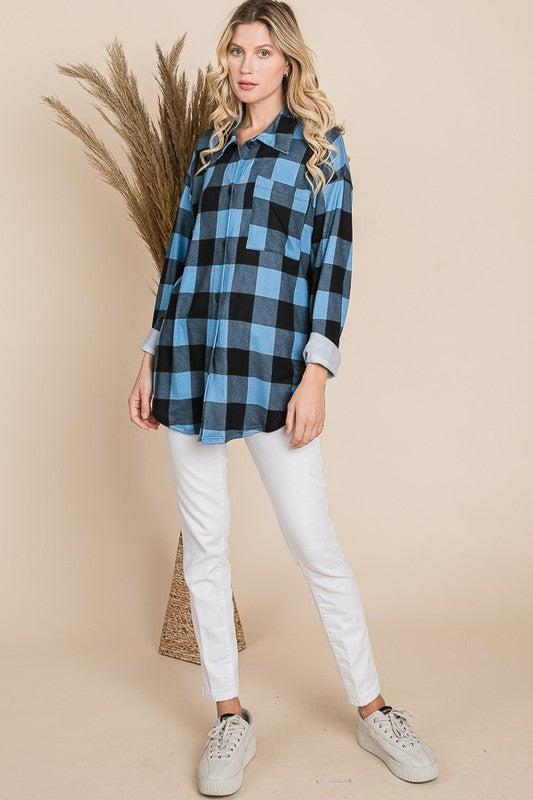 Plaid Button Down Shirt - Navy