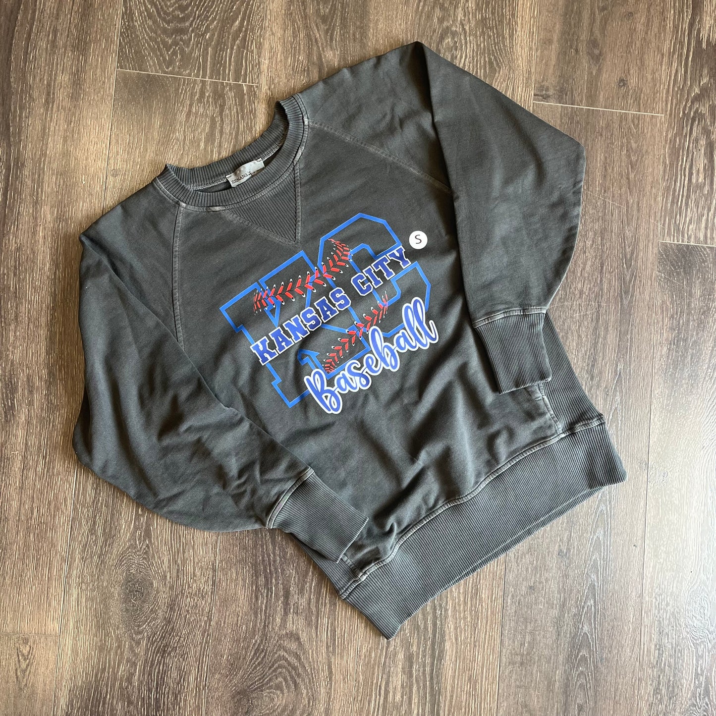 KC Baseball Acid Wash Crewneck Sweatshirt
