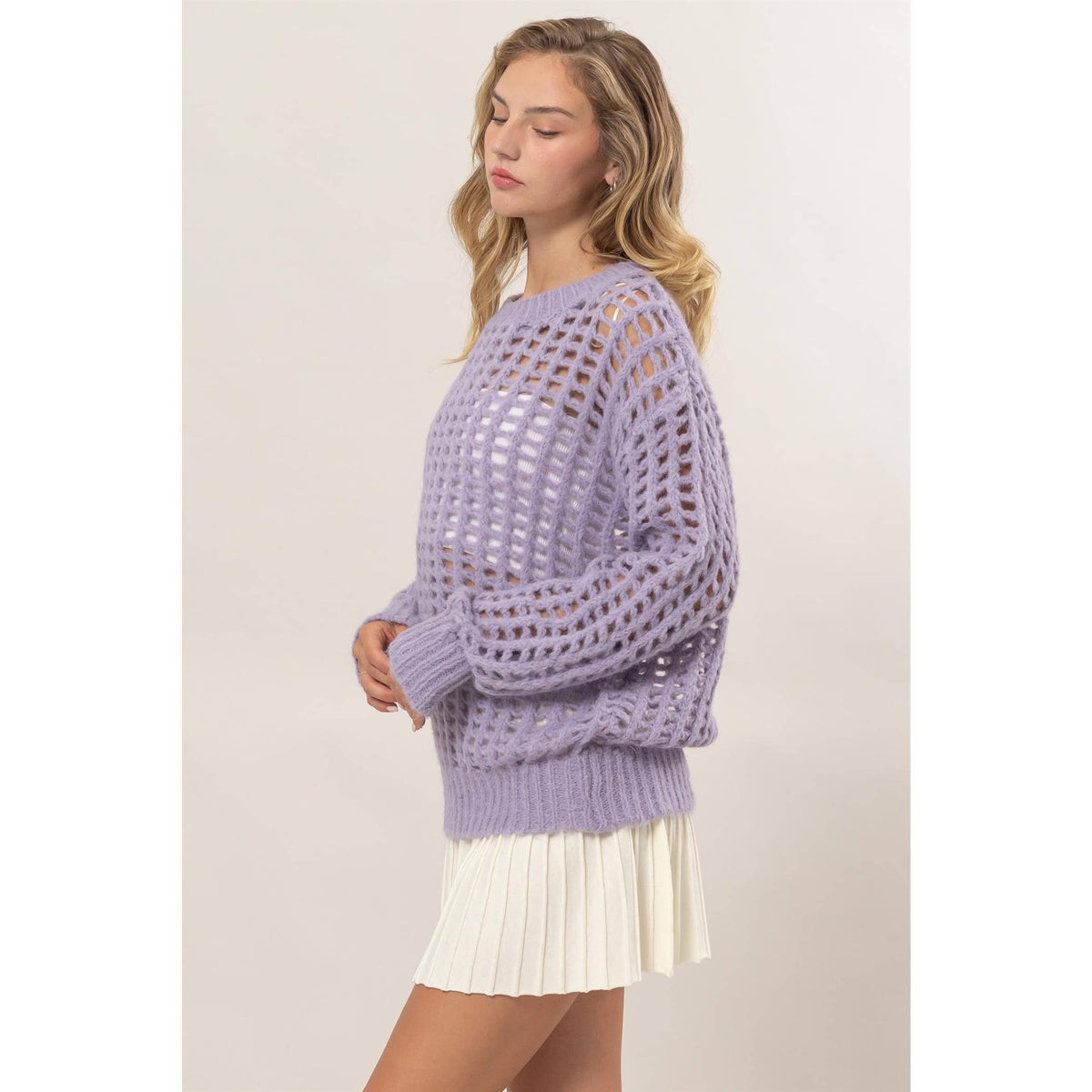 Open Stitch Long Sleeve Sweater - Last One - Size Large