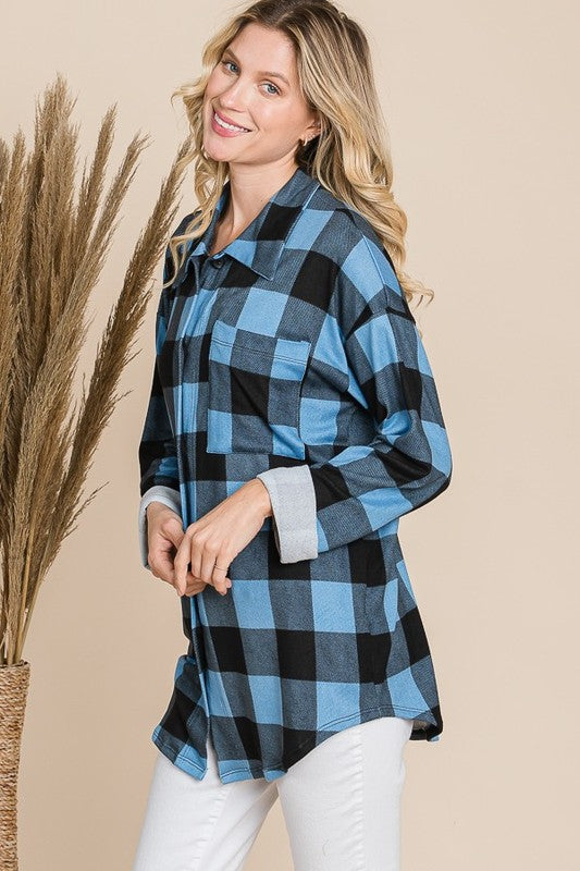 Plaid Button Down Shirt - Navy