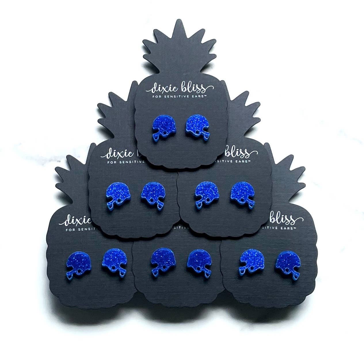 Football Helmet Earrings - Blue - Last One - Size Small