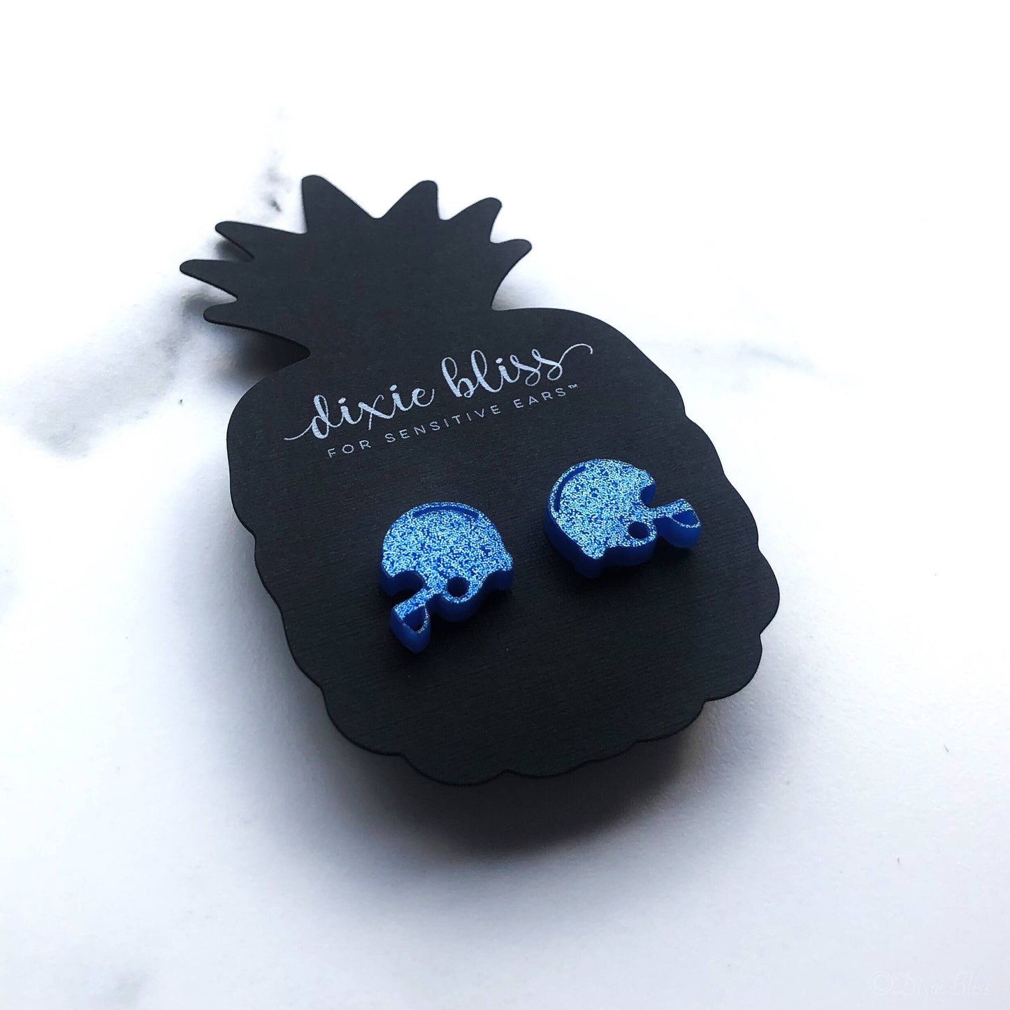 Football Helmet Earrings - Blue - Last One - Size Small
