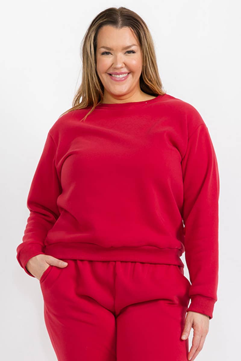 Fleece Crewneck Pullover - Red