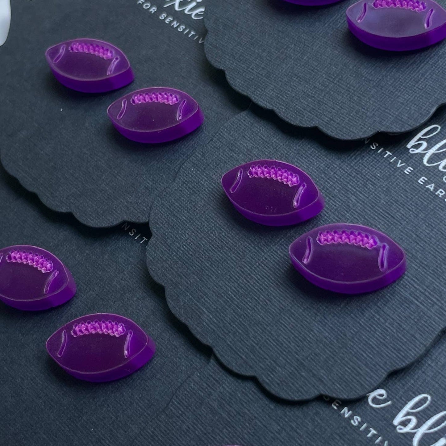 Football Earrings - Purple - Last One - OneSize