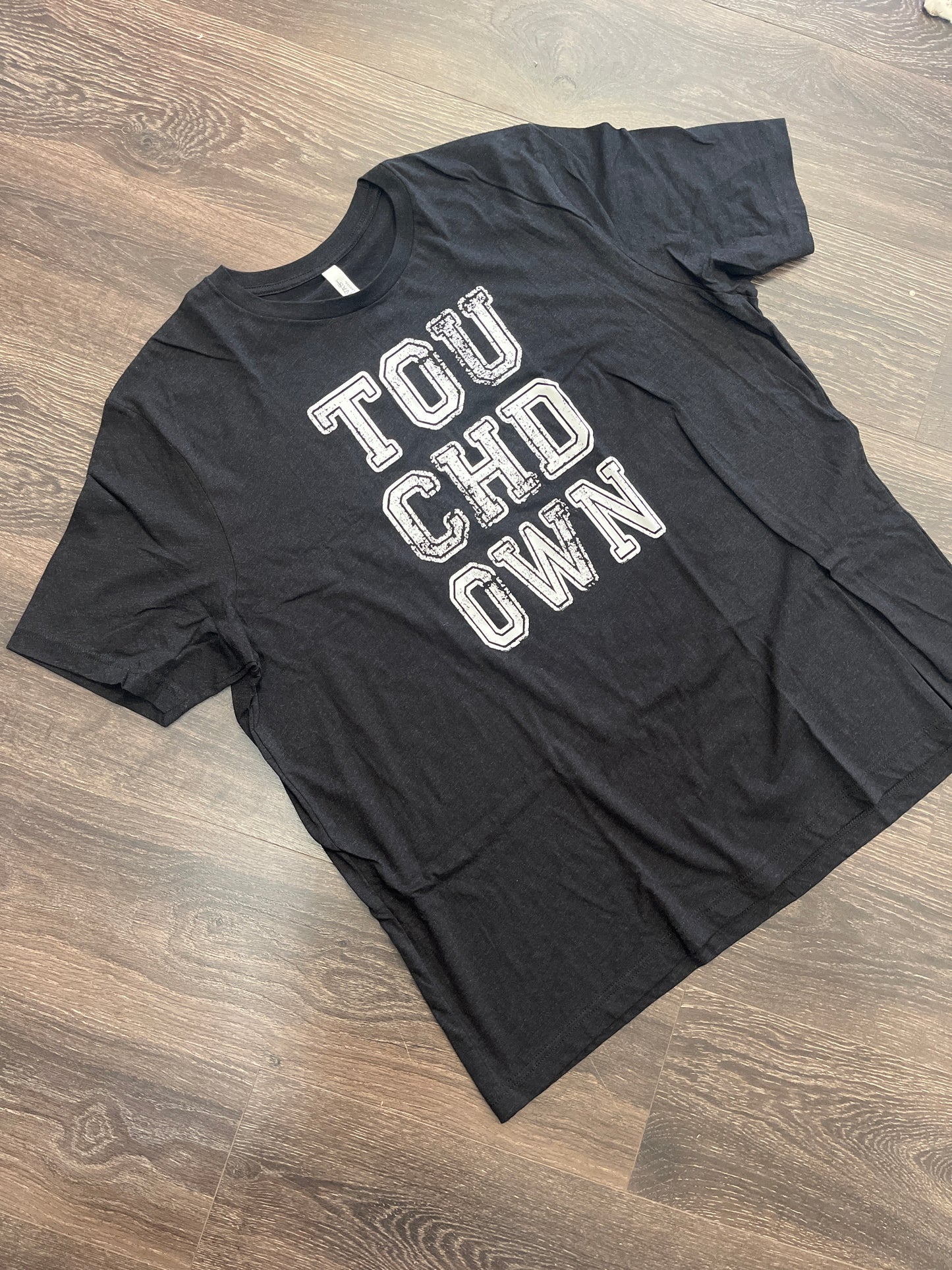 Touchdown (Black Distress) Graphic Tee - White - Last One - Size 3XL