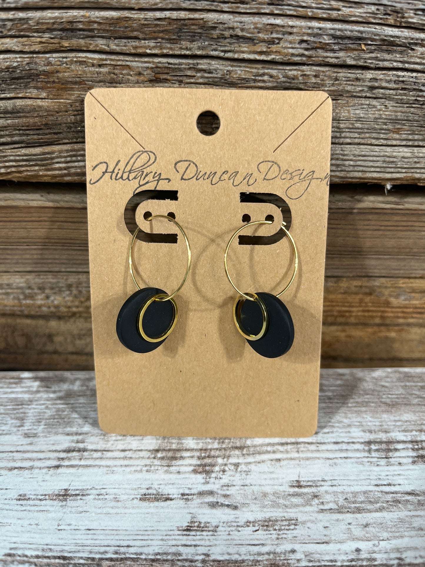 Black & Gold Hoop Earring - Last One - OneSize