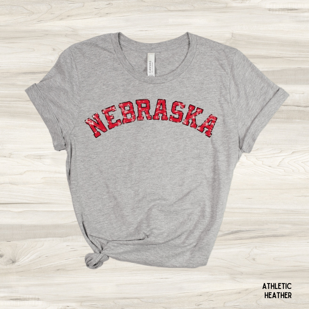 Nebraska (Red) Graphic Tee - Athletic Heather - Last One - Size 3XL