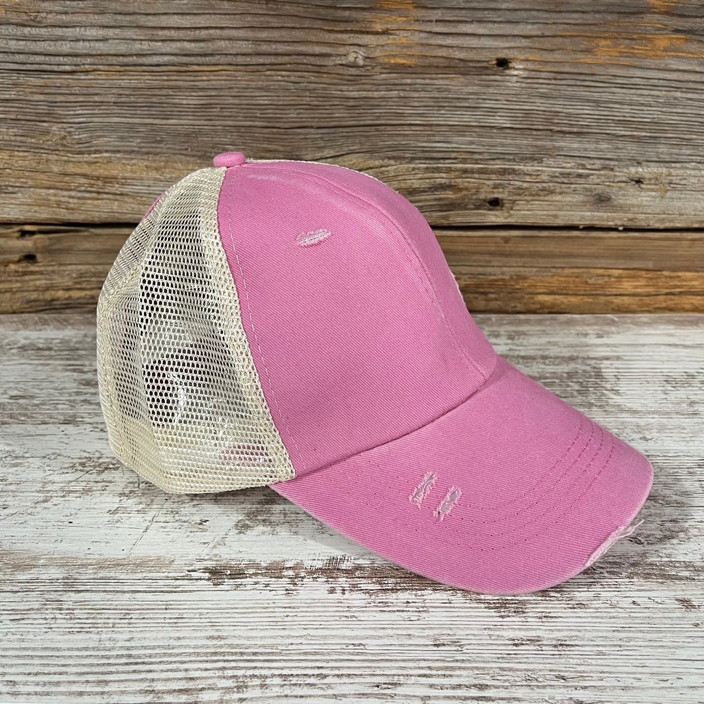 Criss Cross Back Trucker Hat - Pink