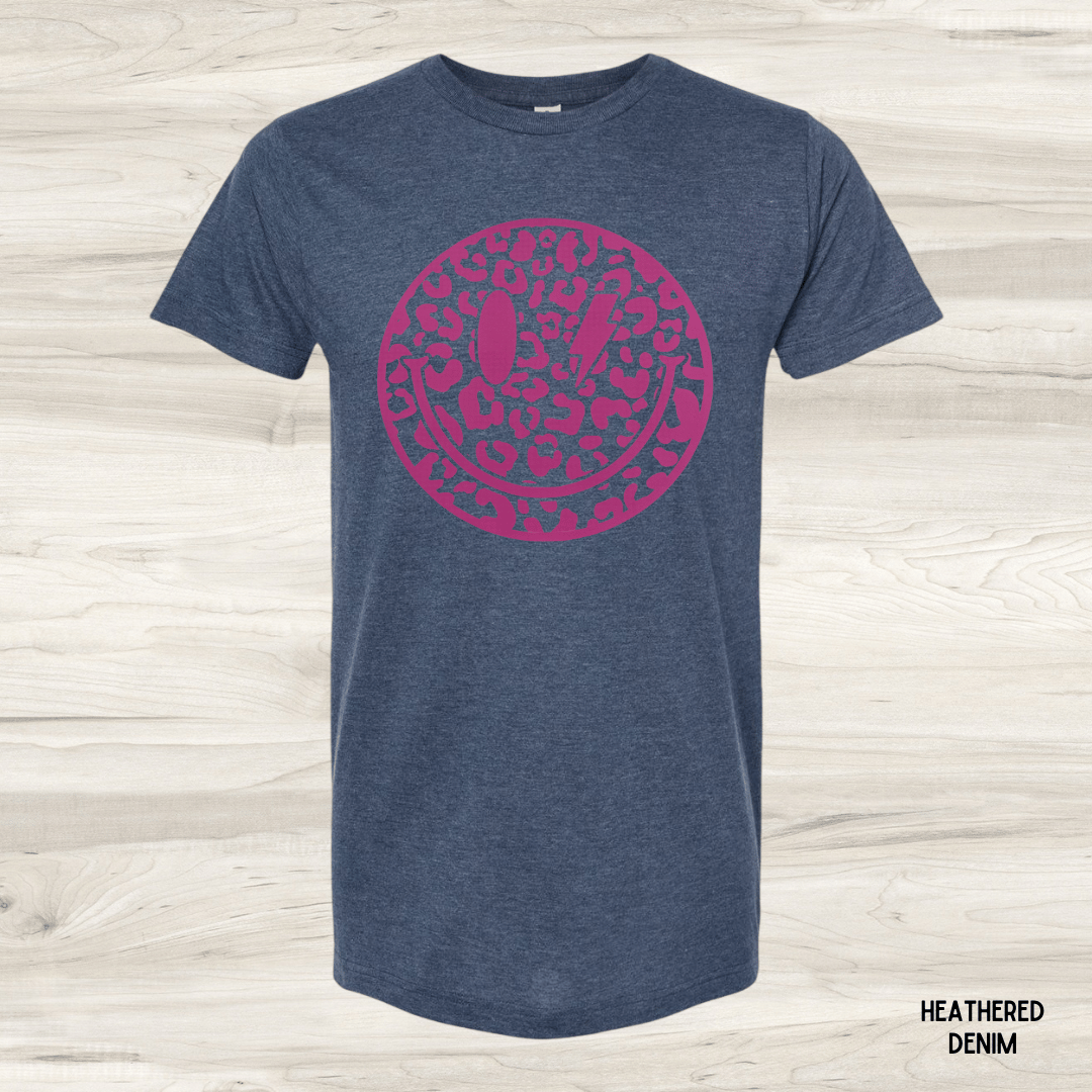 Leopard Smiley Face Graphic Tee