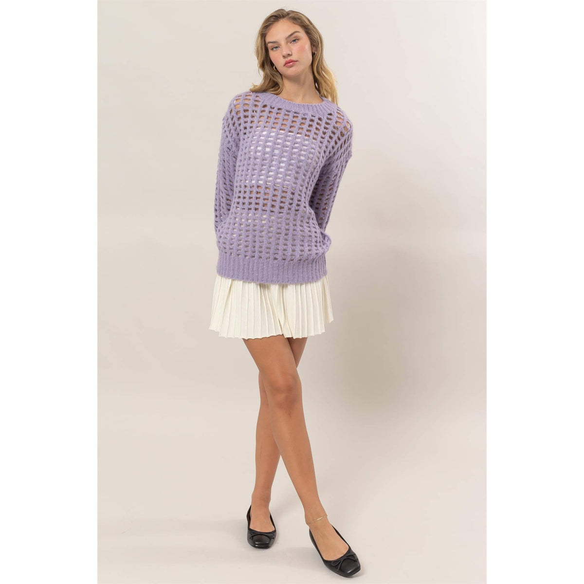 Open Stitch Long Sleeve Sweater - Last One - Size Large