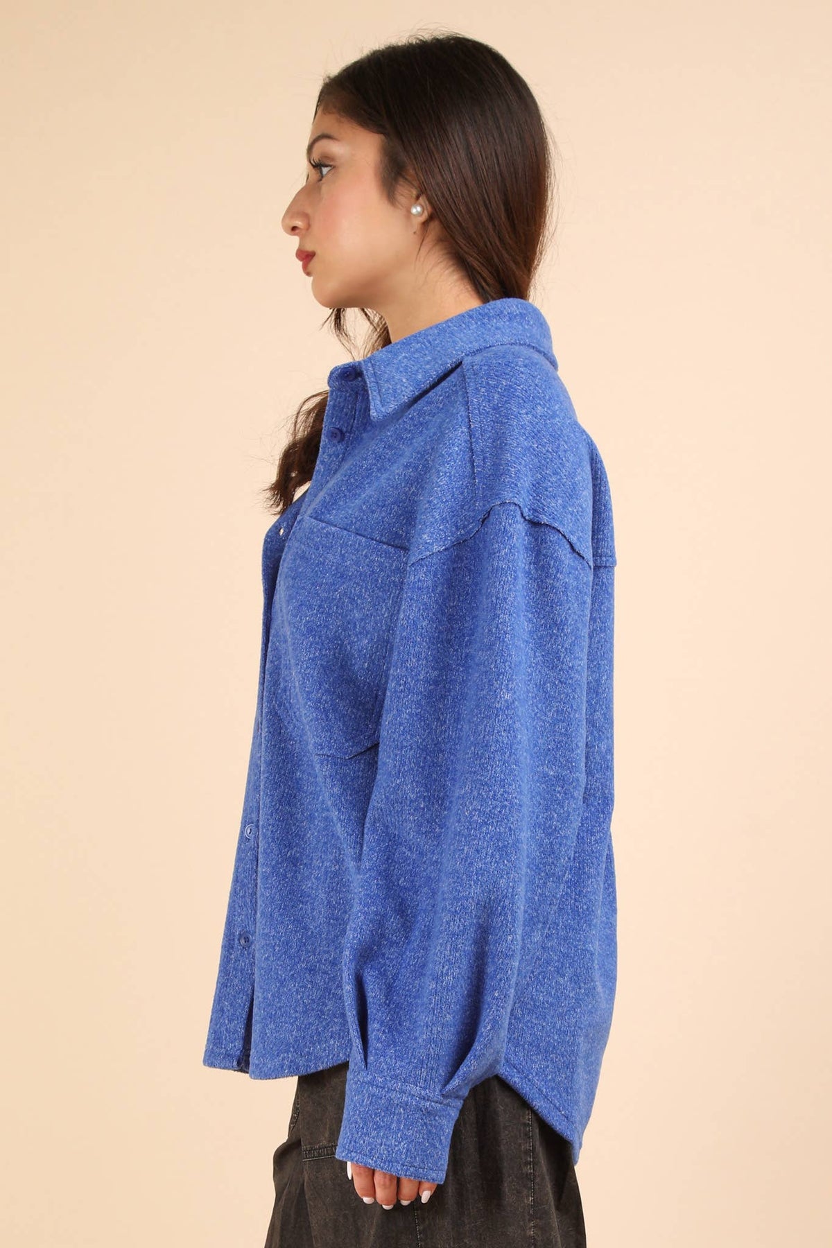 Oversized Cozy Button Down Shacket Jacket - Last One - Size Large