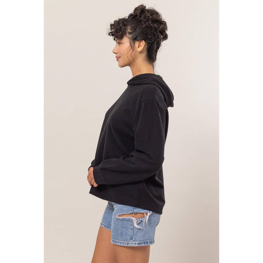 Drop Shoulders Relax Hoodie - Black