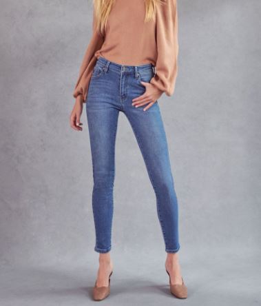 Caprice High Rise Super Skinny Jeans – medium wash women’s high rise skinny denim - Full