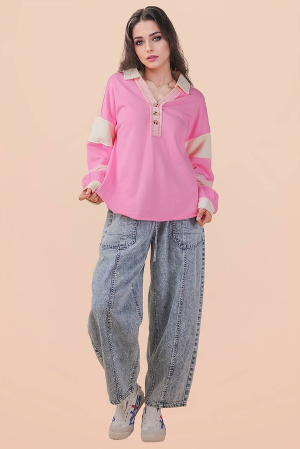 Color Block Oversized Knit Top