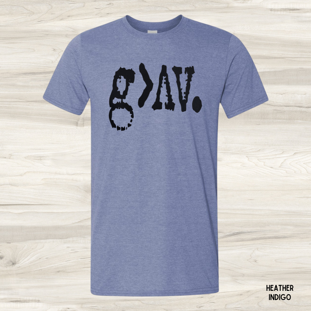 God is Greater graphic tee in heather indigo blue - unisex faith t-shirt