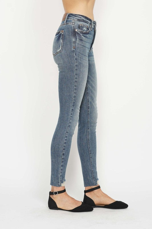 Judy Blue high waist tummy control skinny jeans in vintage wash – women's stretch denim - Side Other