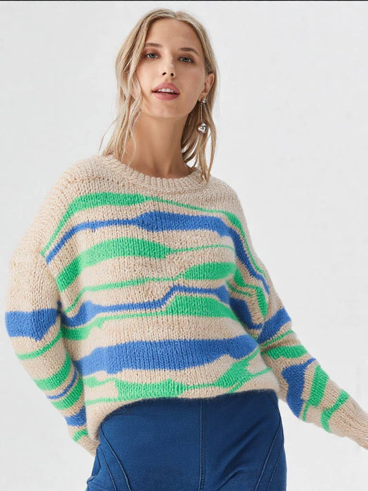 Multi Color Casual Knit Sweater Top