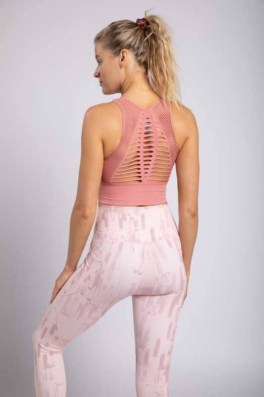 Laser Cut Seamless Sports Bra - Blush