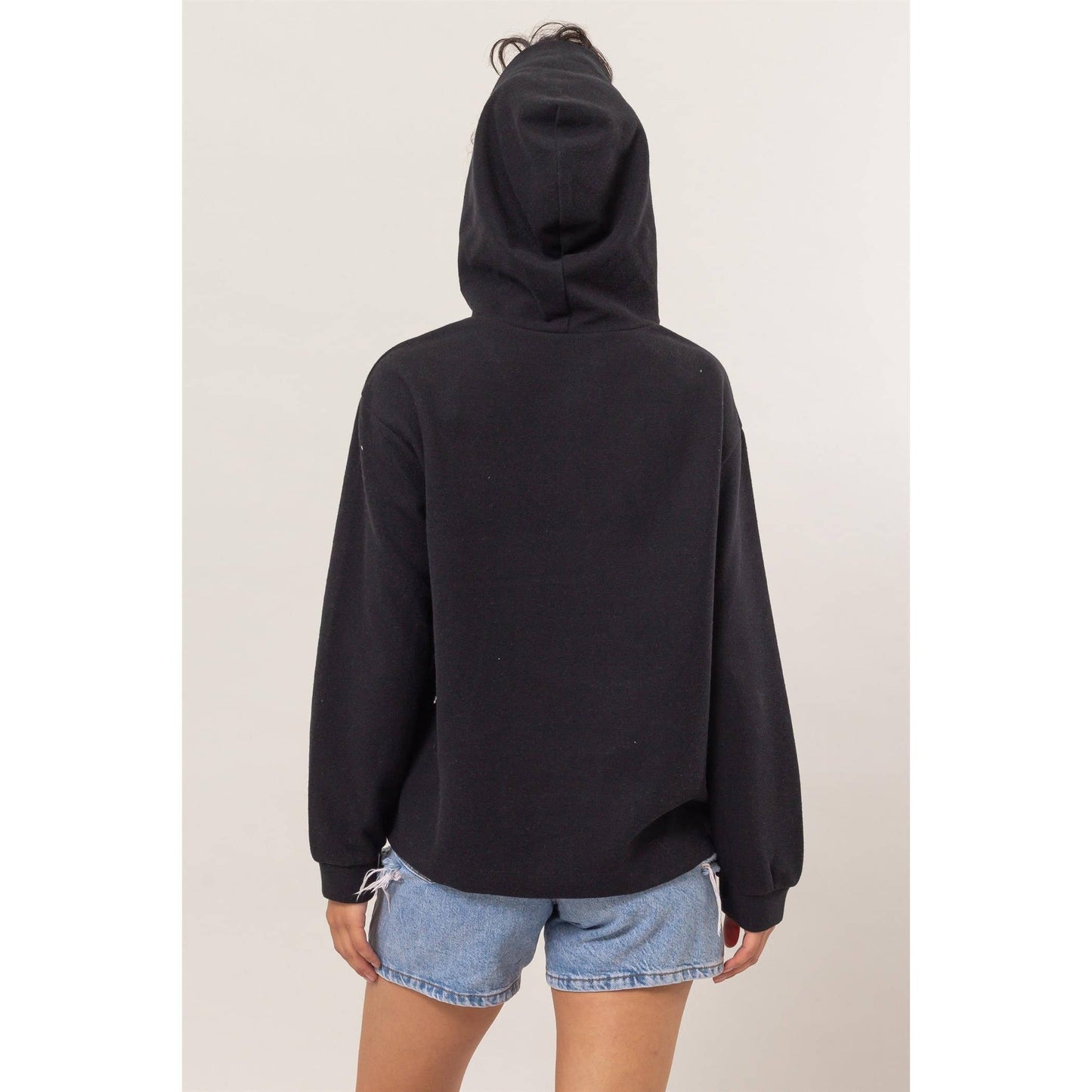 Drop Shoulders Relax Hoodie - Black