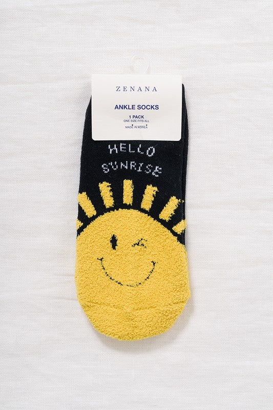 Casual Ankle Sock - Hello Sunrise (Black)