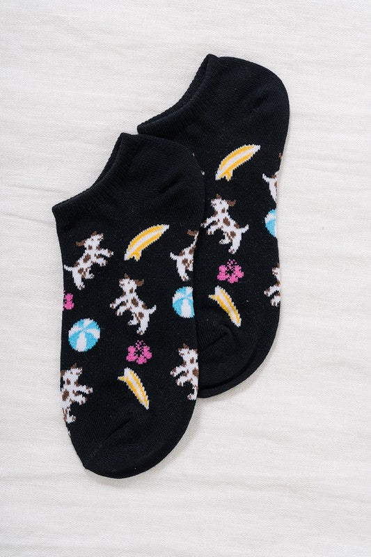 Casual Ankle Sock - Dog Theme (Black)