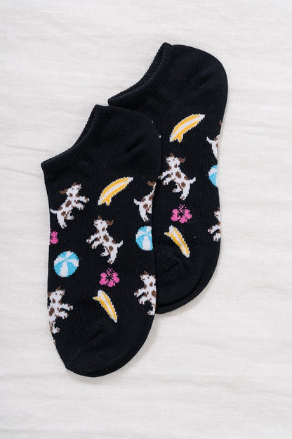 Casual Ankle Sock - Dog Theme (Black)