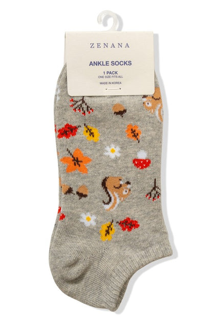 Casual Ankle Sock - Autumn Theme (Heather Grey)