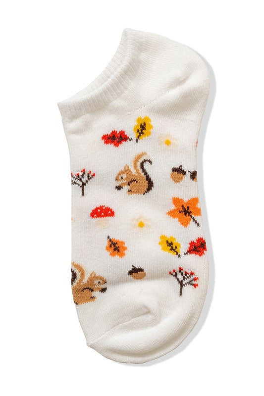 Casual Ankle Sock - Autumn Theme (White)