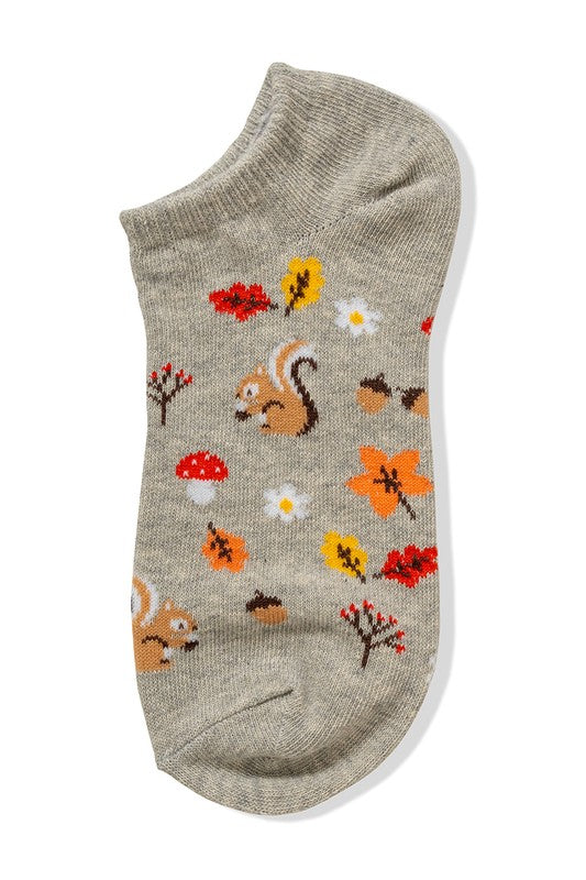 Casual Ankle Sock - Autumn Theme (Heather Grey)