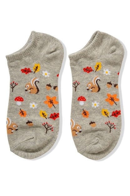 Casual Ankle Sock - Autumn Theme (Heather Grey)