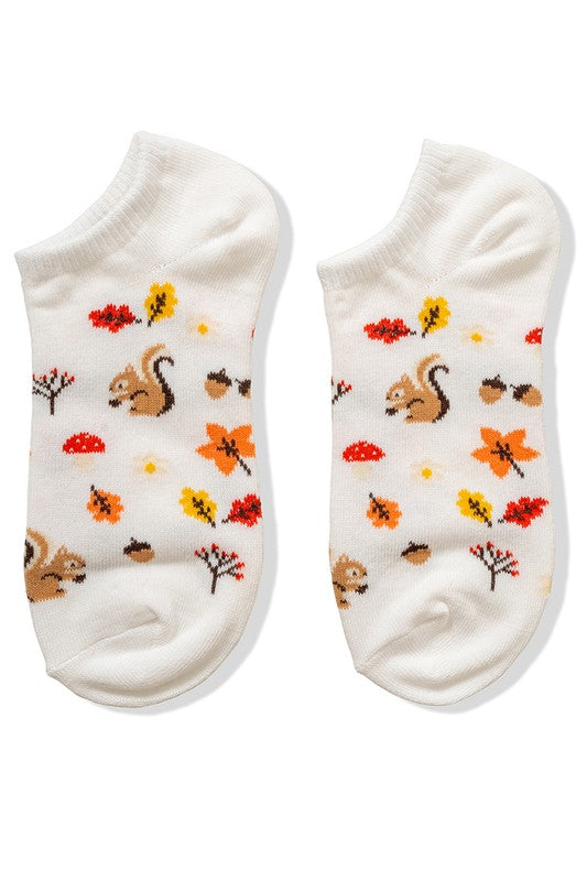 Casual Ankle Sock - Autumn Theme (White)