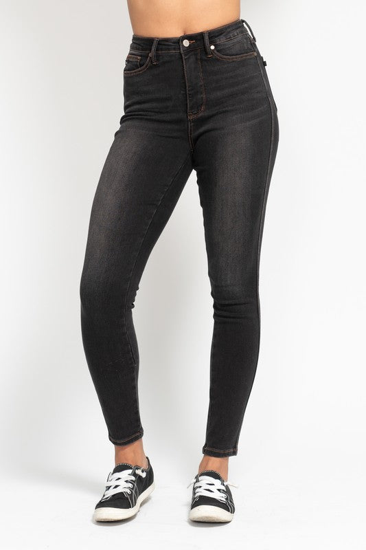 Judy Blue High Waist Tummy Control Black Wash - Skinny Fit