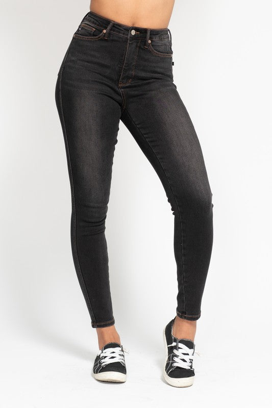 Judy Blue High Waist Tummy Control Black Wash - Skinny Fit