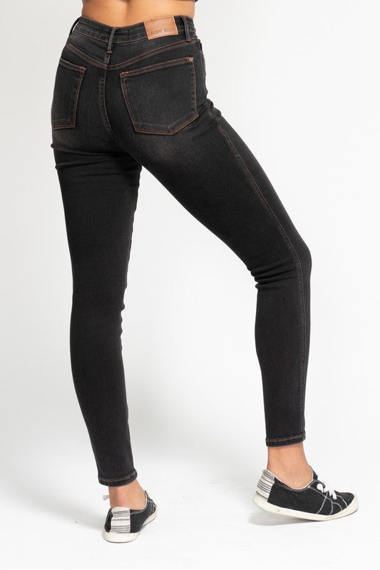 Judy Blue High Waist Tummy Control Black Wash - Skinny Fit