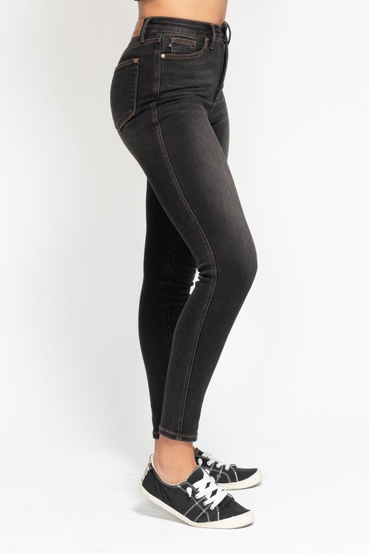 Judy Blue High Waist Tummy Control Black Wash - Skinny Fit