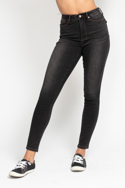 Judy Blue High Waist Tummy Control Black Wash - Skinny Fit