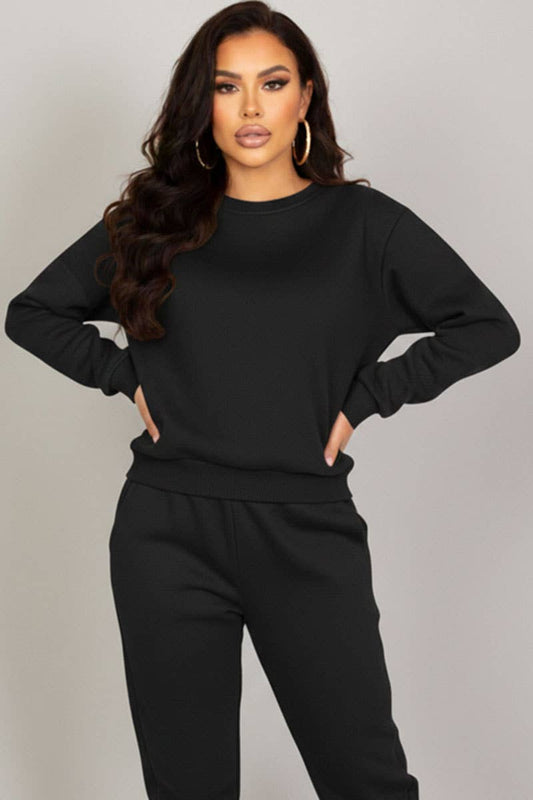 Fleece Crewneck Pullover - Black