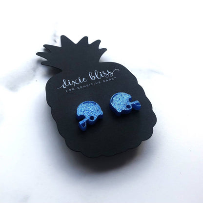 Football Helmet Earrings - Blue