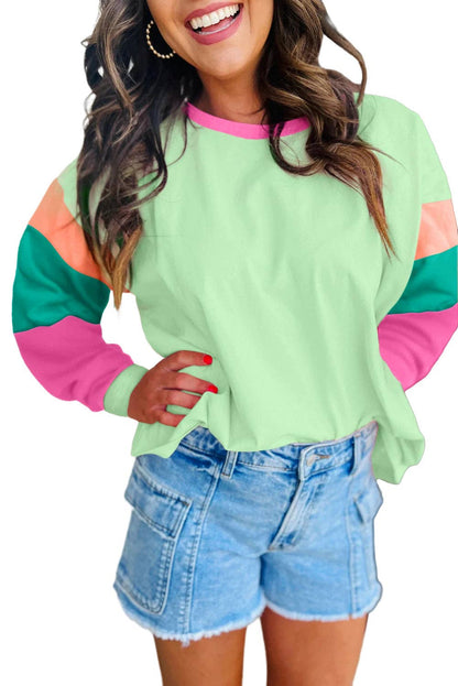 Colorblock Patchwork Long Sleeve Top